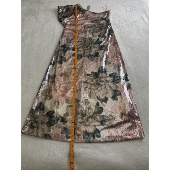 Anthropologie Porridge One Shoulder Floral Sequin Maxi Dress Sz SP Pink - Picture 6 of 10